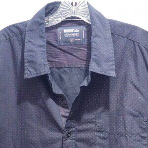 Monument Men’s Navy Polka Dot Short-Sleeve Button-Up Shirt 2X